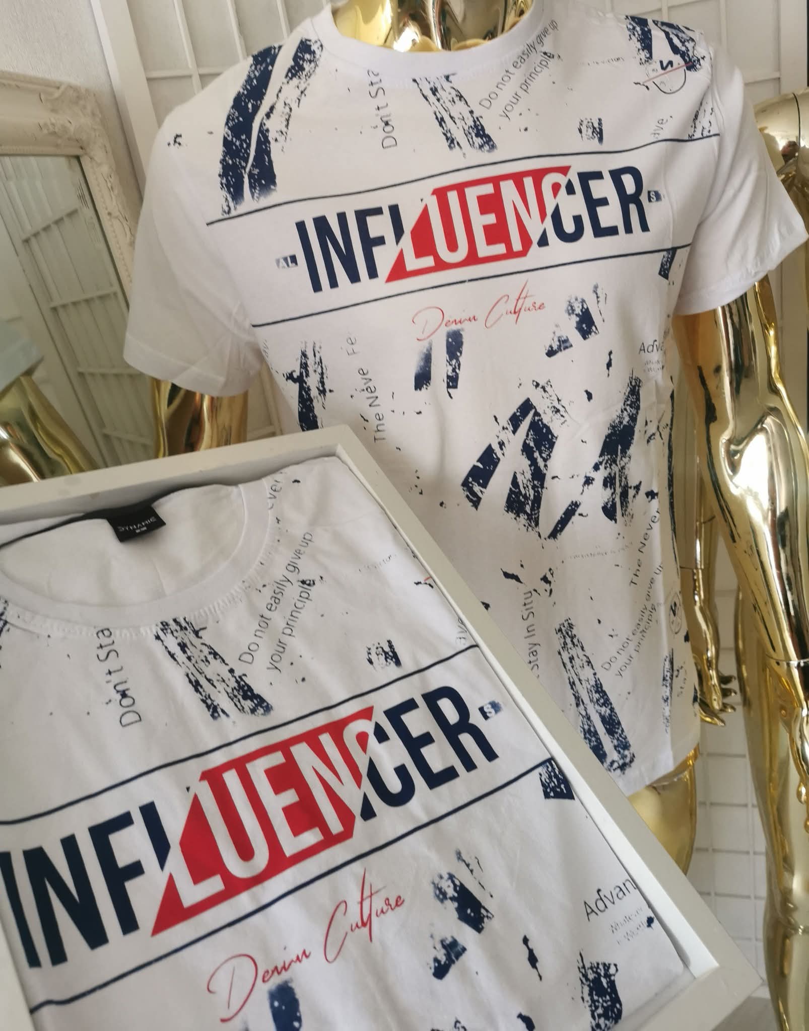 Vyriški marškinėliai su užrašu INFLUENCER