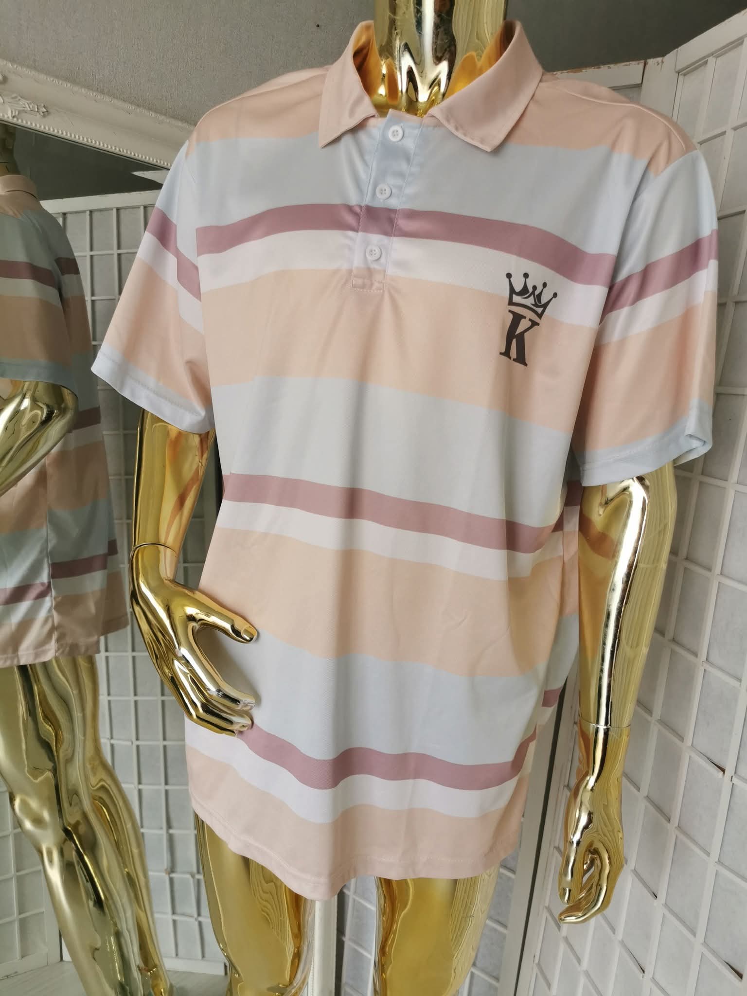 2XL dydžio dryžuoti polo marškinėliai