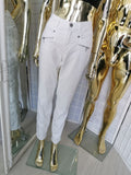 M dydžio baltos kelnės su užtrauktukais