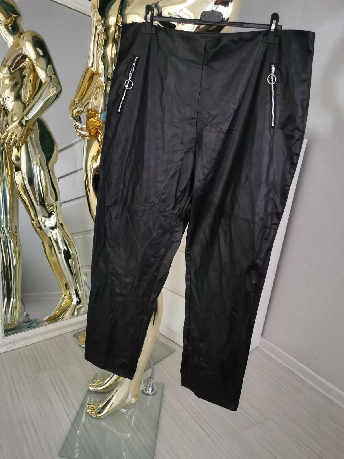 4XL dydžio odos imitacijos kelnės