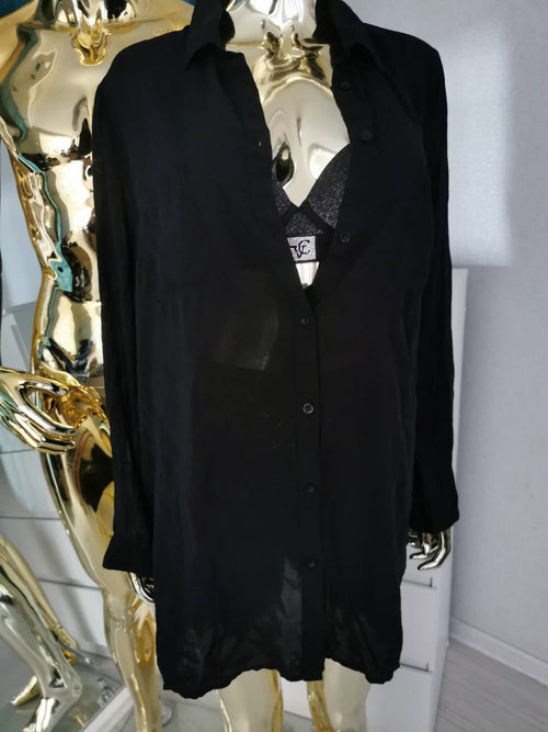 3XL/4XL dydžio juodi ilgi marškiniai