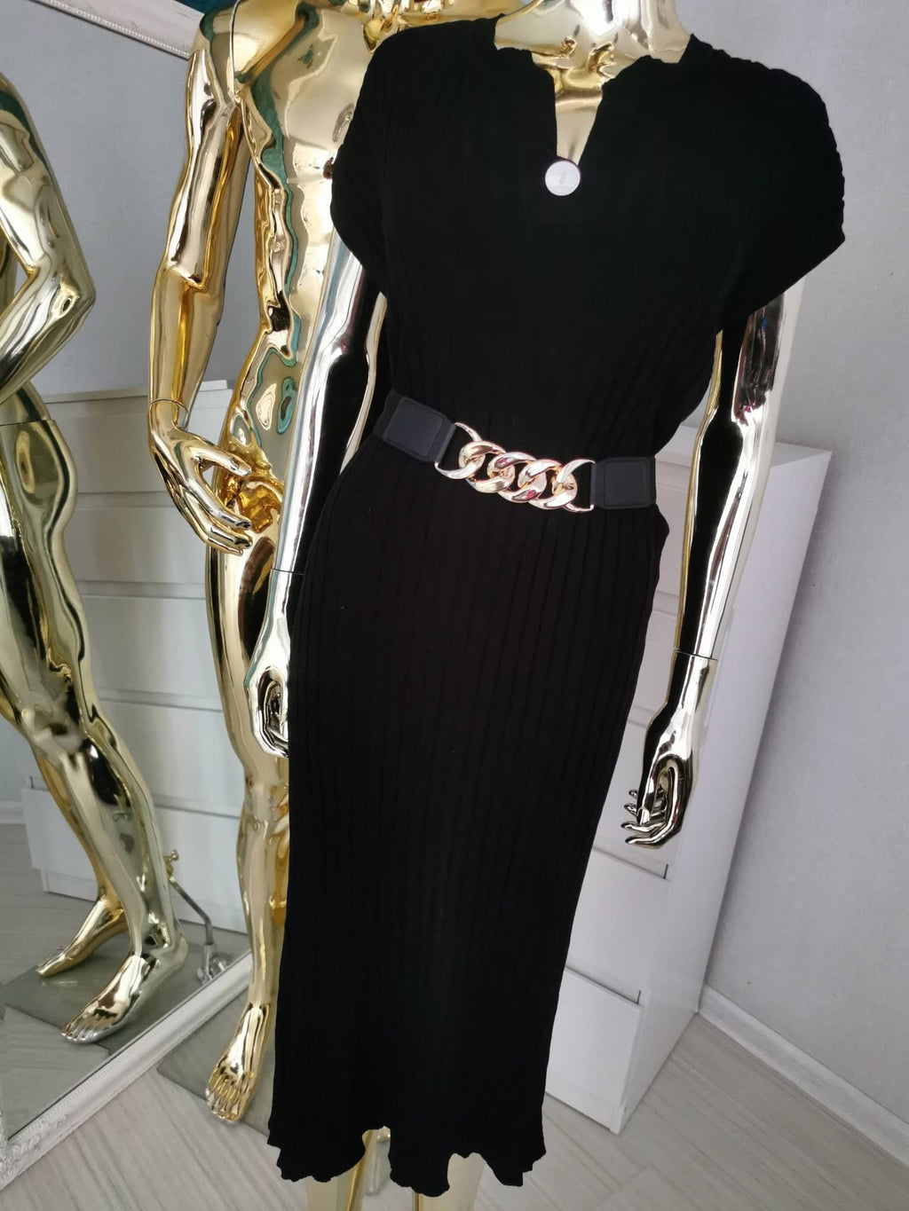 2XL/3XL juoda suknelė už kelių