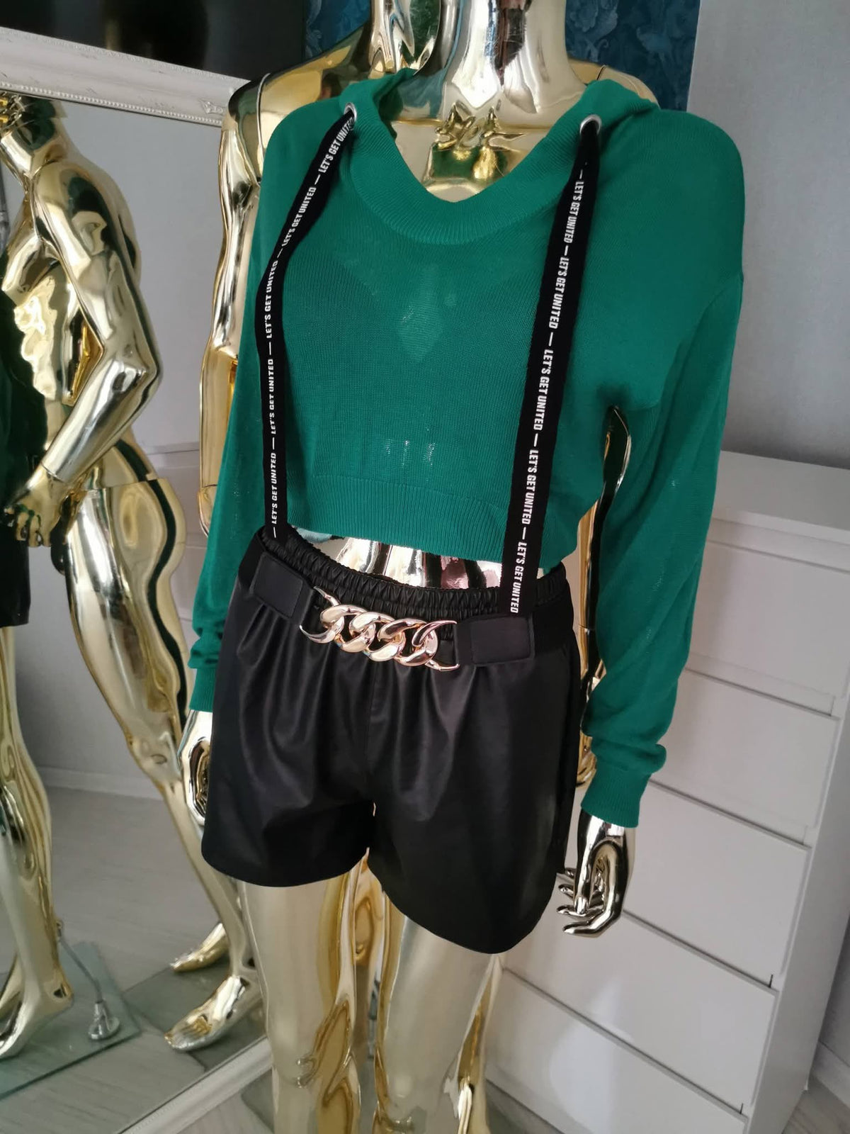 Crop top stiliaus žalias megztinis XS