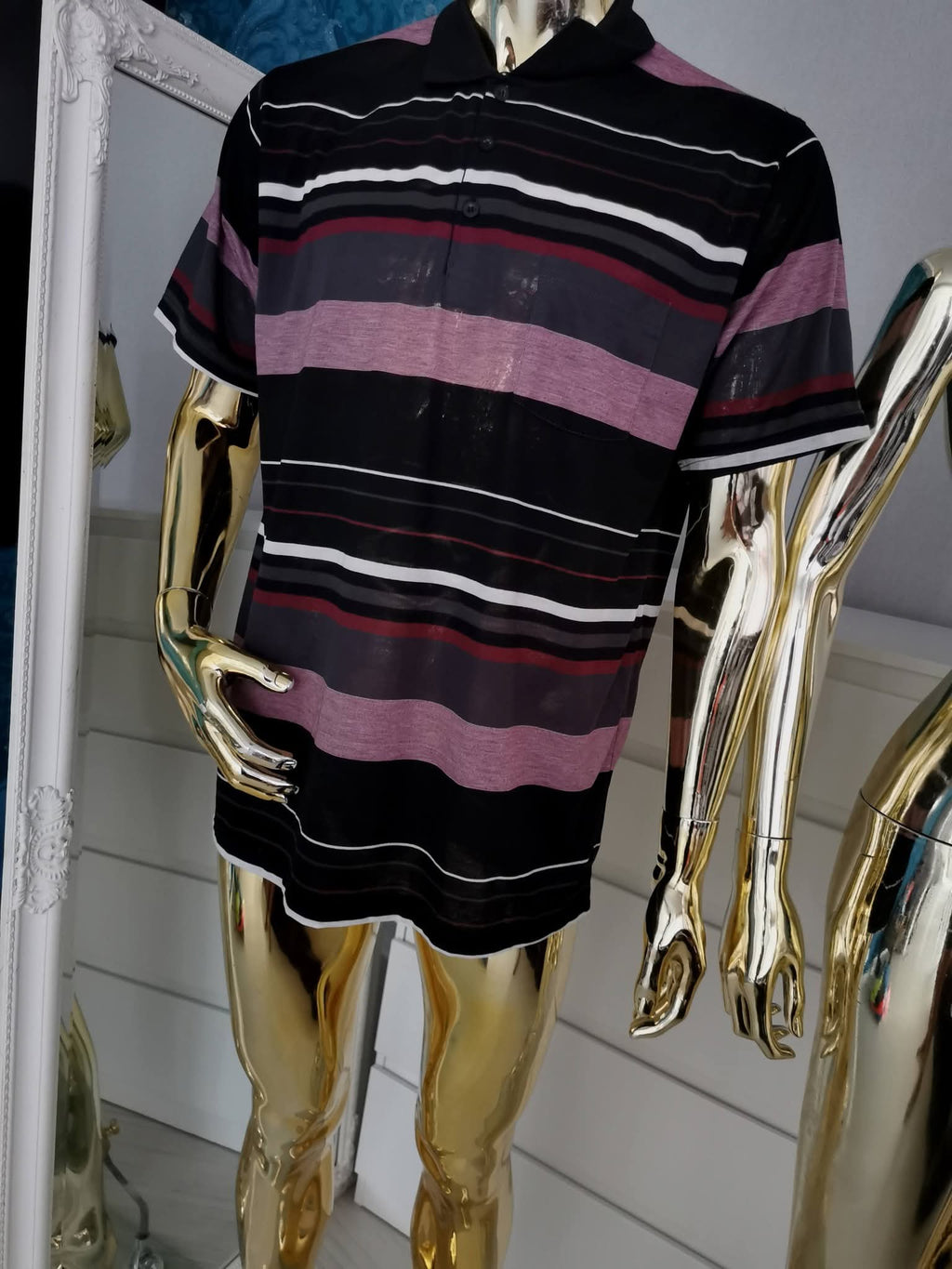 Klasikiniai dryžuoti vyriški polo marškinėliai ( XL dydžio )