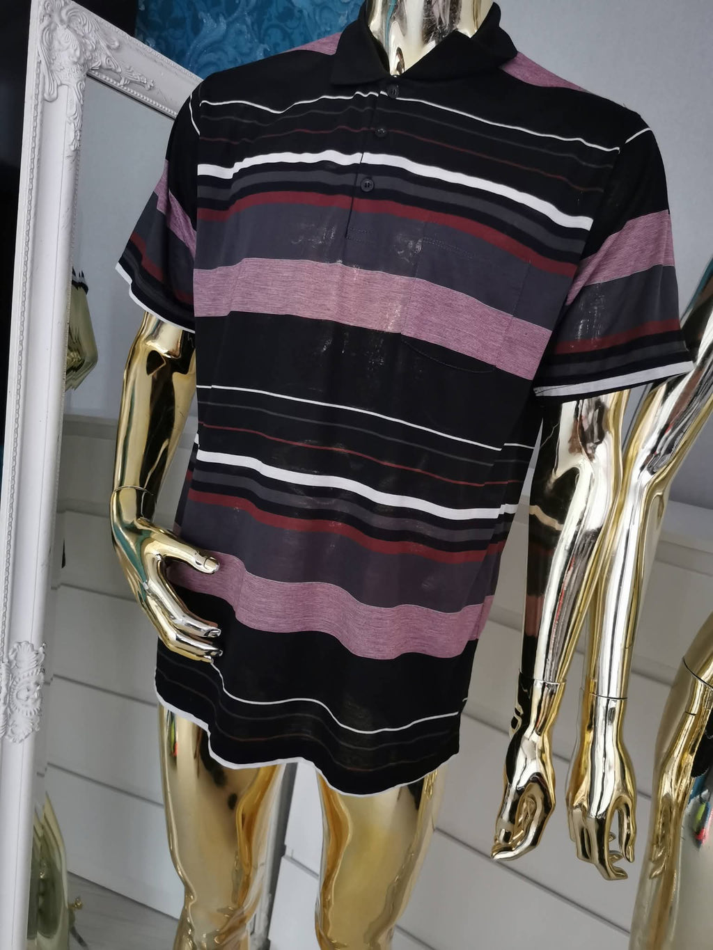 Klasikiniai dryžuoti vyriški polo marškinėliai ( XL dydžio )