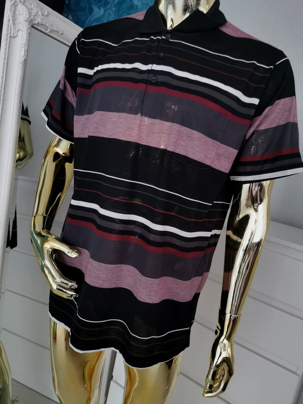 Klasikiniai dryžuoti vyriški polo marškinėliai ( XL dydžio )