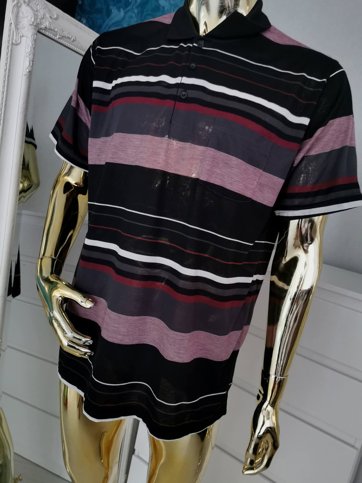 Klasikiniai dryžuoti vyriški polo marškinėliai ( XL dydžio )