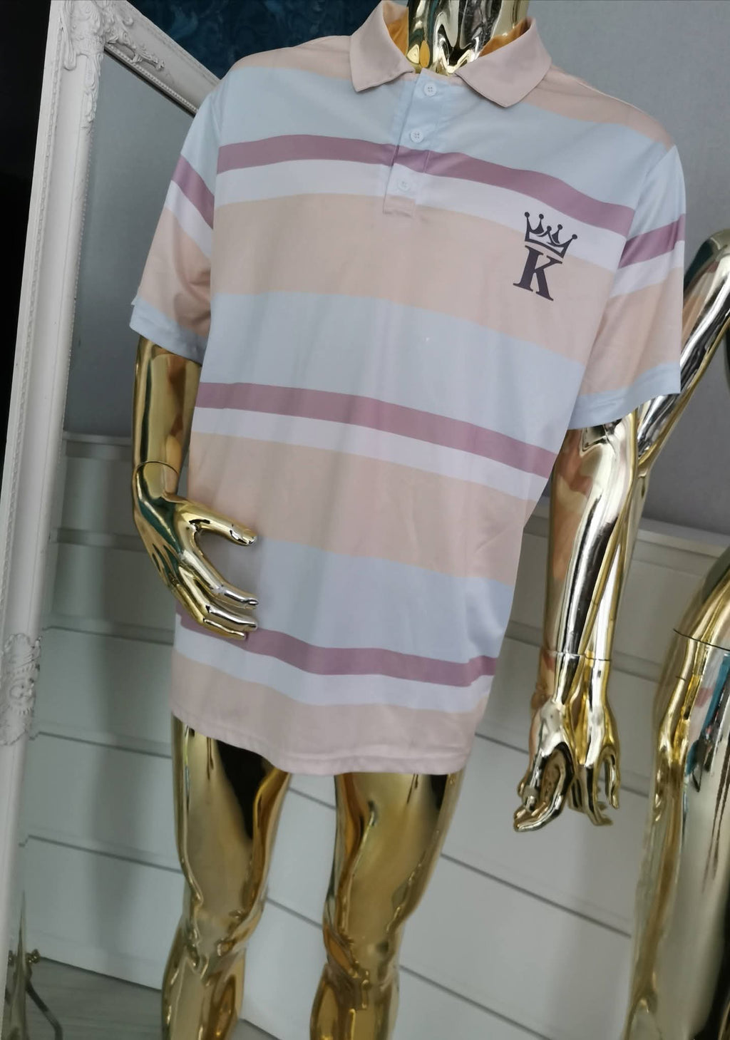 Pastelinių spalvų dryžuoti polo marškinėliai ( 2XL dydžio )