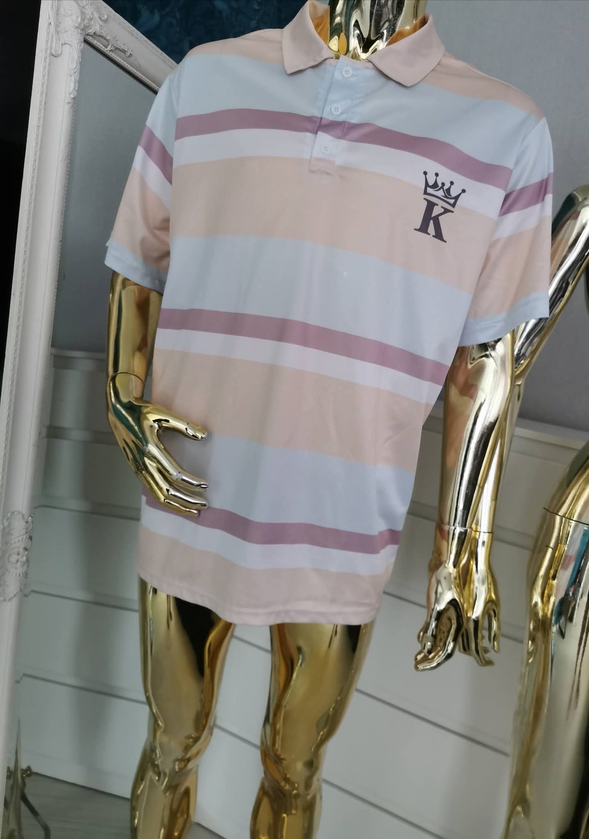 Pastelinių spalvų dryžuoti polo marškinėliai ( 2XL dydžio )
