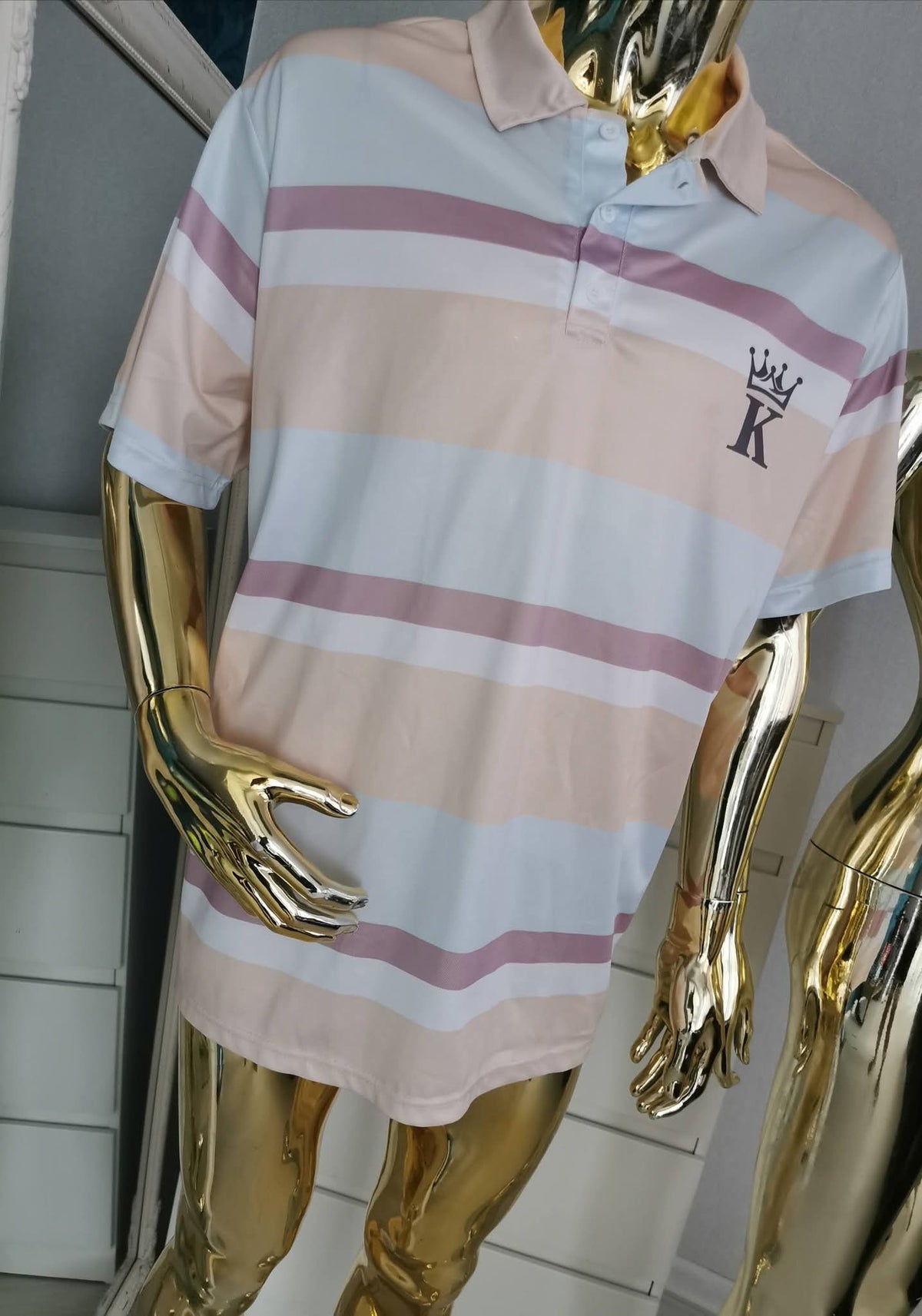 Pastelinių spalvų dryžuoti polo marškinėliai ( 2XL dydžio )