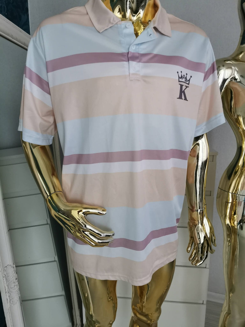 Pastelinių spalvų dryžuoti polo marškinėliai ( 2XL dydžio )