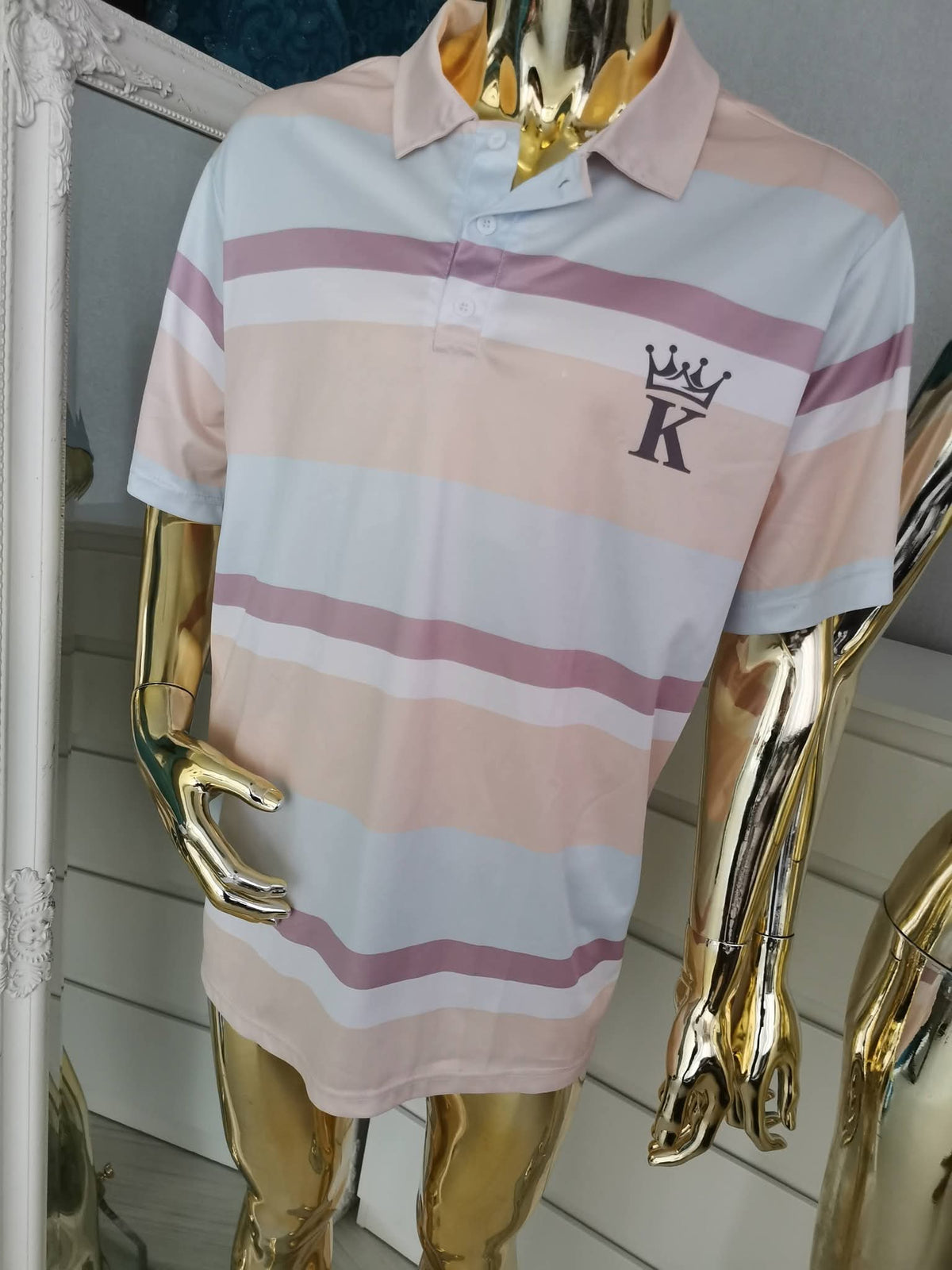 Pastelinių spalvų dryžuoti polo marškinėliai ( 2XL dydžio )