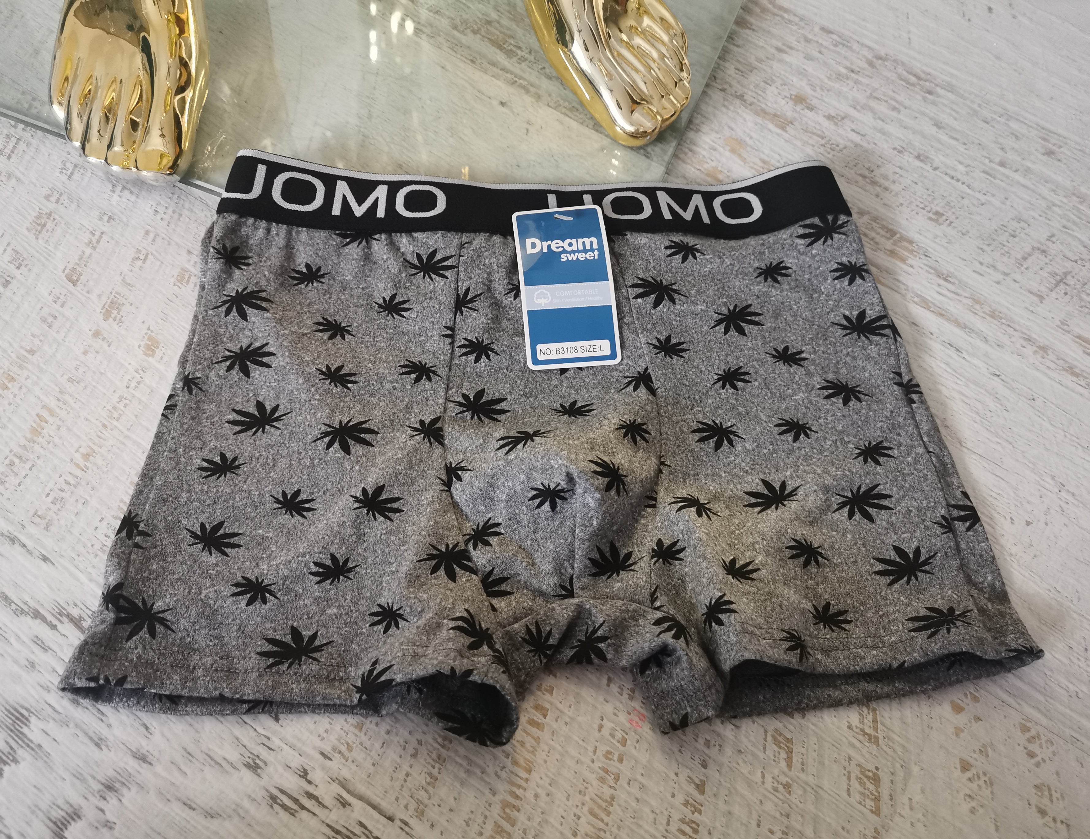 Pilki bokseriai su užrašu UOMO